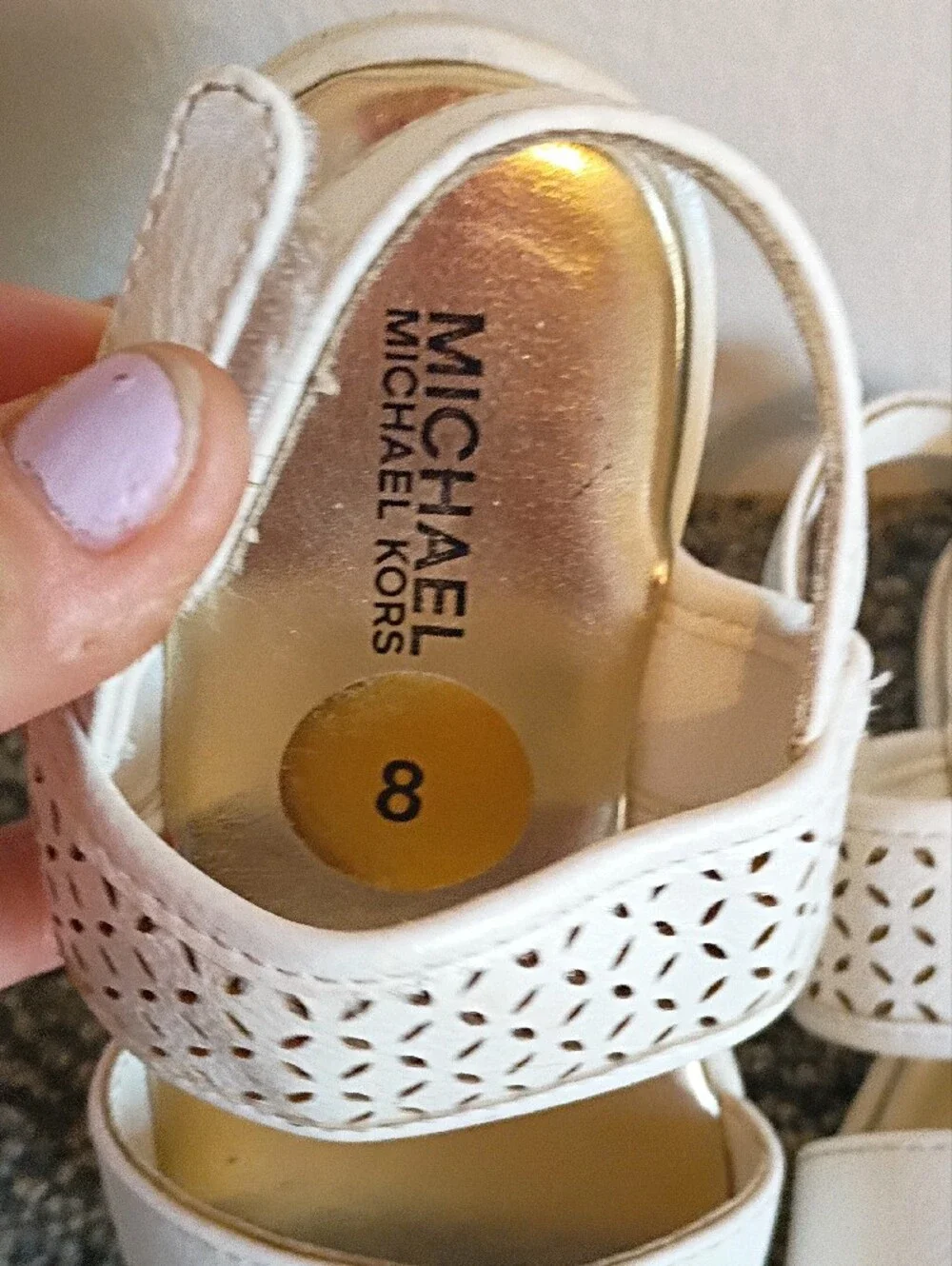 Michael Kors Kids White and Gold MK Logo Sandals